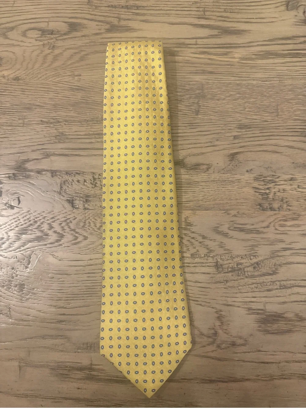 Brooks Brothers Yellow Silk Tie with Small Blue Dot Motif